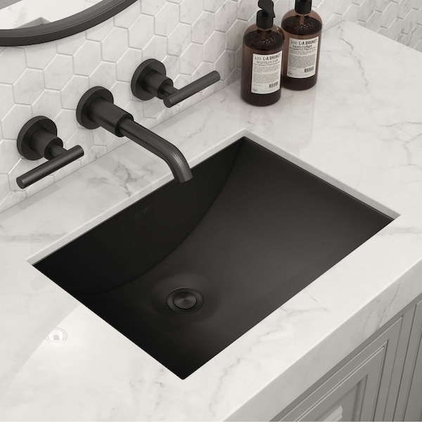 Ruvati 16 x 11 inch Gunmetal Black Undermount Bathroom Sink Stainless Steel RVH6107BL - main